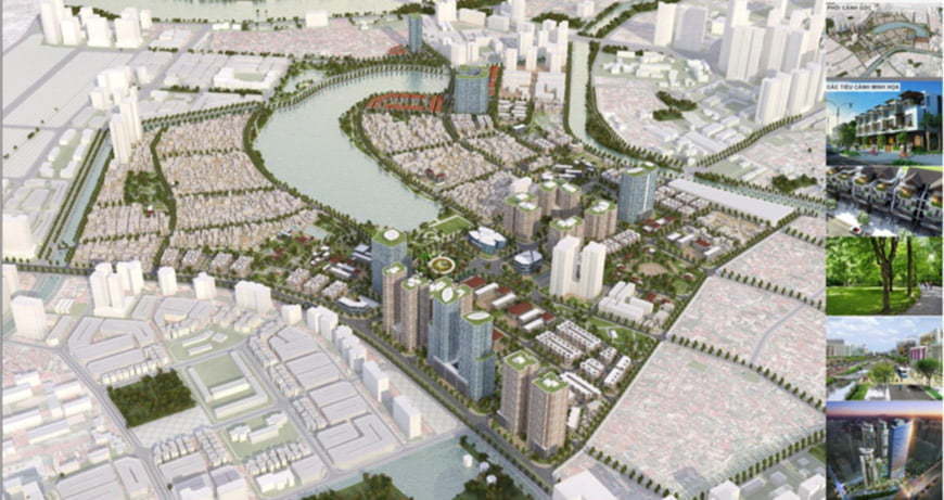 Phối cảnh tổng thể dự án Quy hoạch chi tiết mở rộng phía Bắc và Tây Bắc khu đô thị mới Đại Kim - Định Công