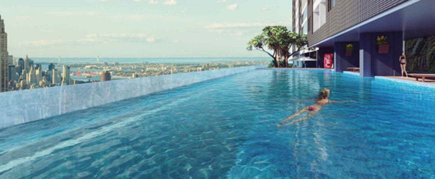 Bể bơi vô cực tầng 32 view trọn thành phố