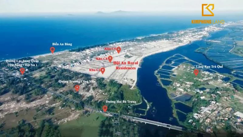 Hình ảnh flycame dự án Hội An Royal Residence liền kề sông Cổ Cò, view biển An Bàng